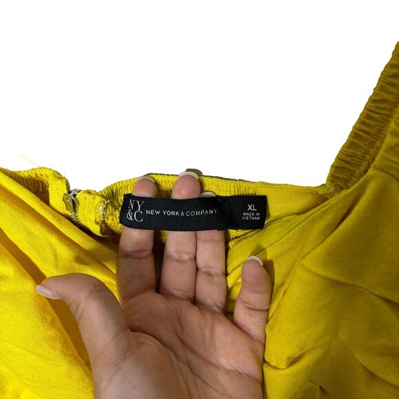 New York & Company Canary Yellow Linen Blend Mini Dress Women's Size XL - Picture 4 of 9